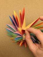 Step 16 12 petal kusudama: Curl the inner petals