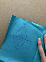 Step 2 medusa kusudama: Draw a diamond shape on the back of the paper.
