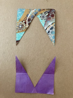 Step 2 starfish mandala: Cut triangles from the paper and save the remaining pieces.